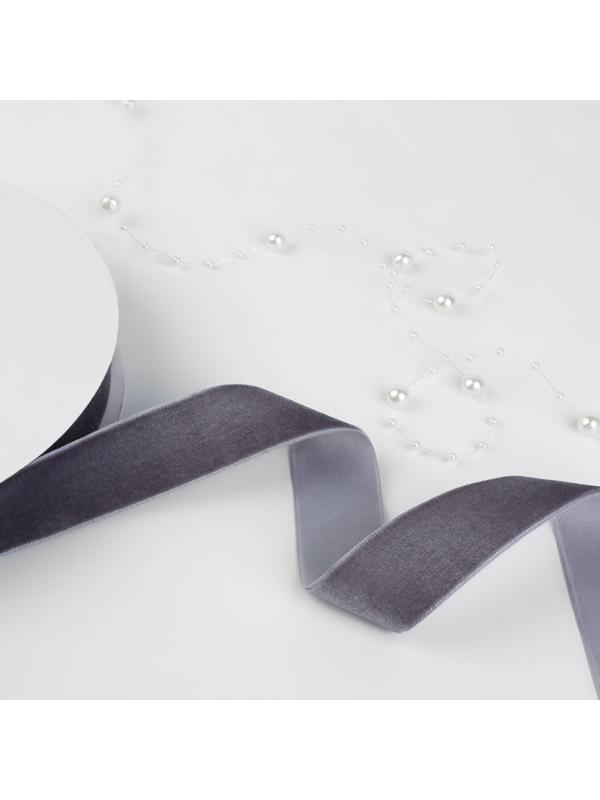 Лента бархатная, 25 мм, 18 ± 1 м, цвет серый №184