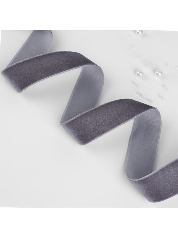 Лента бархатная, 25 мм, 18 ± 1 м, цвет серый №184