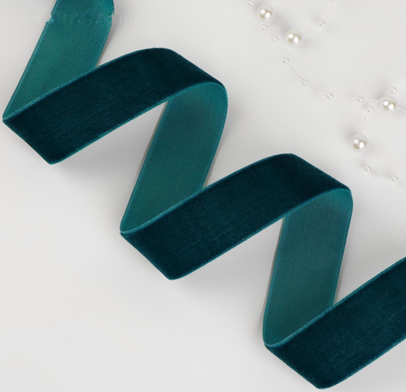 Лента бархатная, 25 мм, 18 ± 1 м, цвет изумрудный №72