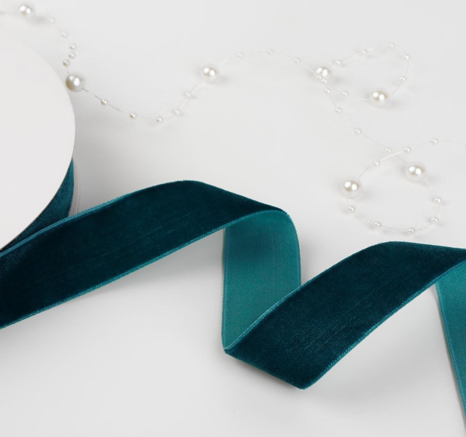 Лента бархатная, 25 мм, 18 ± 1 м, цвет изумрудный №72