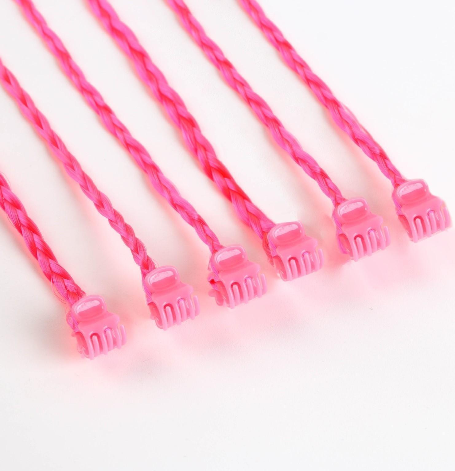 Цветные пряди для волос на крабике «Самой милой» (6 шт), 40 х 1,5 х 1 см