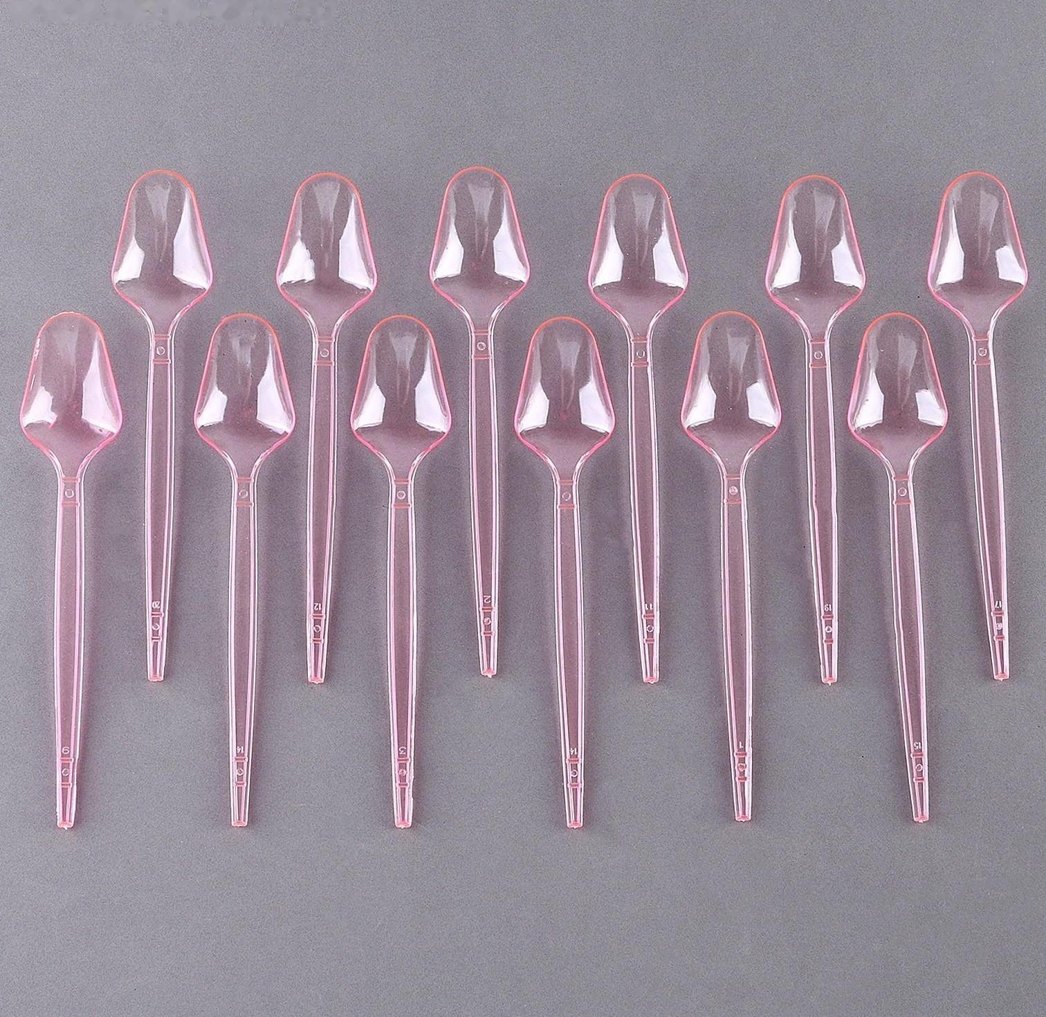 Ложки пластиковые, в наборе 12 шт., цвет розовый