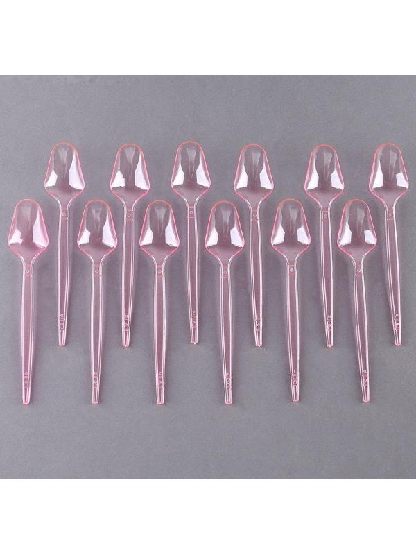 Ложки пластиковые, в наборе 12 шт., цвет розовый