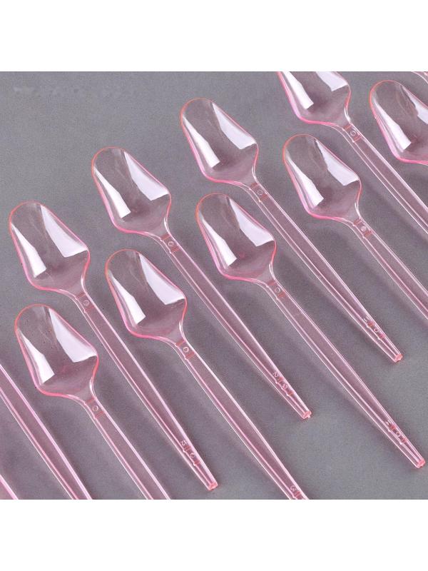 Ложки пластиковые, в наборе 12 шт., цвет розовый