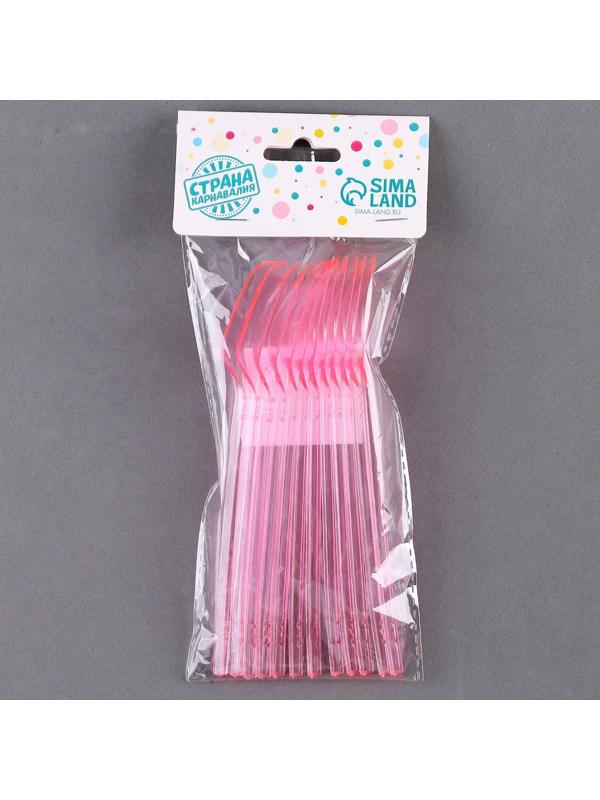 Ложки пластиковые, в наборе 12 шт., цвет розовый