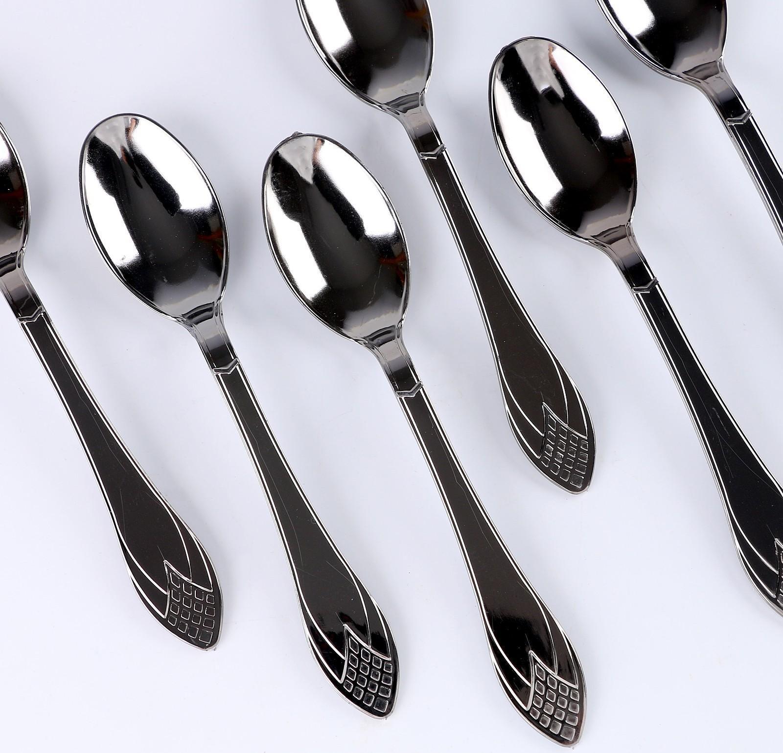 Ложки пластиковые, набор 6 шт, цвет серебро