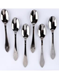 Ложки пластиковые, набор 6 шт, цвет серебро