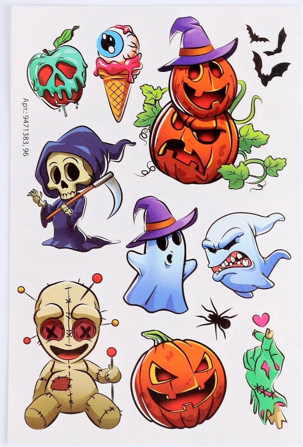 Набор для творчества «Хэллоуин: Страшилки», 2 предмета: тату,ободок, тату МИКС