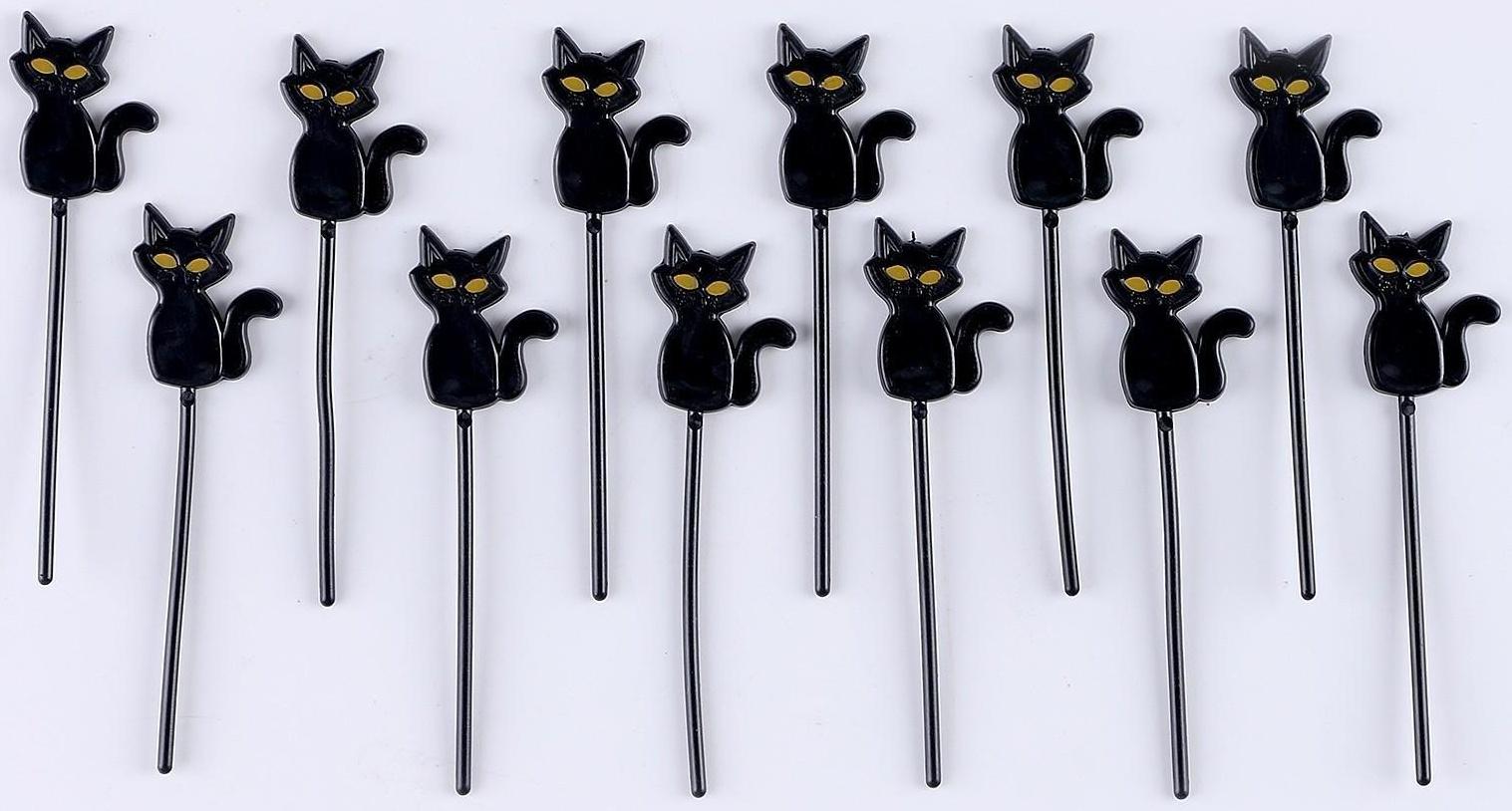 Шпажки «Кот», в наборе 12 шт., цвет чёрный