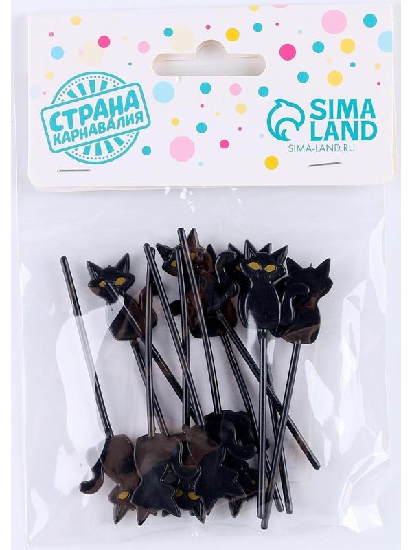 Шпажки «Кот», в наборе 12 шт., цвет чёрный
