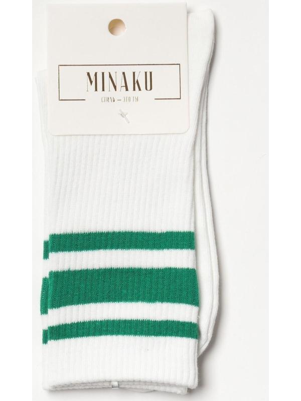 Носки MINAKU цвет белый/зеленый, р-р 36-41 (23-27 см)