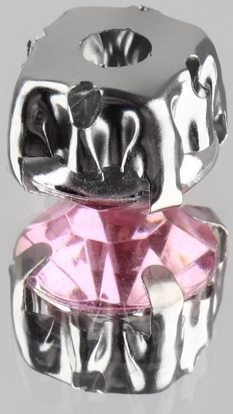 Стразы пришивные «Круг», в оправе, d = 8 мм, 20 шт, цвет розовый