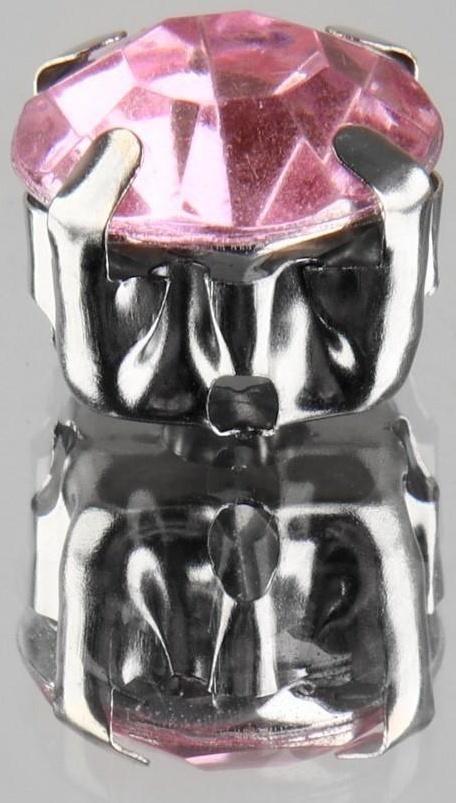 Стразы пришивные «Круг», в оправе, d = 8 мм, 20 шт, цвет розовый