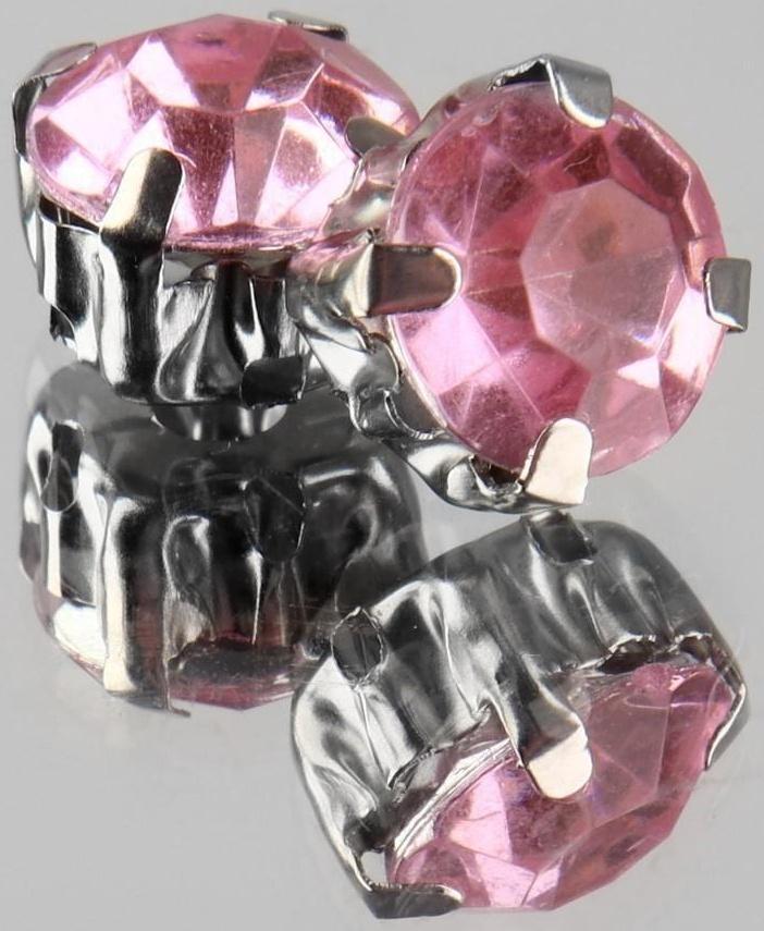 Стразы пришивные «Круг», в оправе, d = 8 мм, 20 шт, цвет розовый