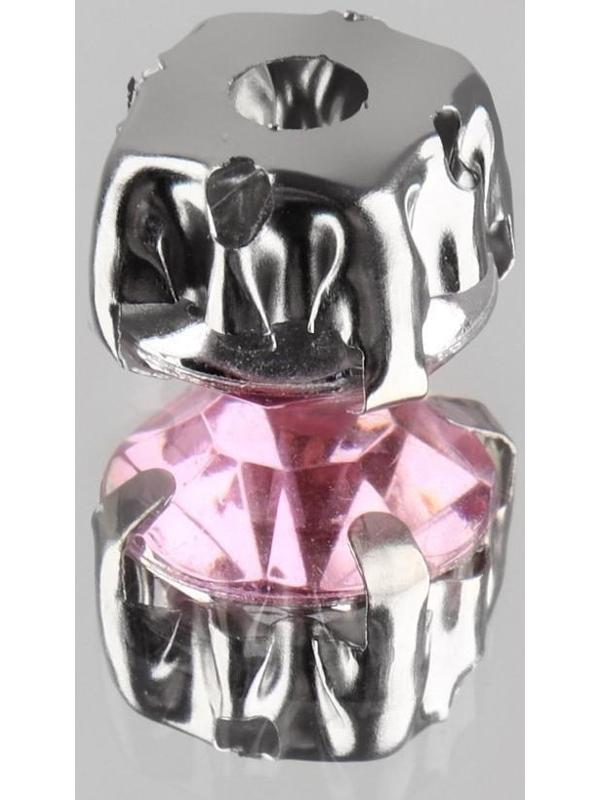 Стразы пришивные «Круг», в оправе, d = 8 мм, 20 шт, цвет розовый