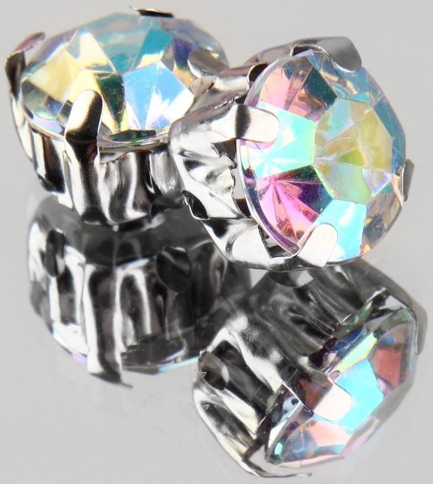 Стразы пришивные «Круг», в оправе, с голографией, d = 8 мм, 20 шт