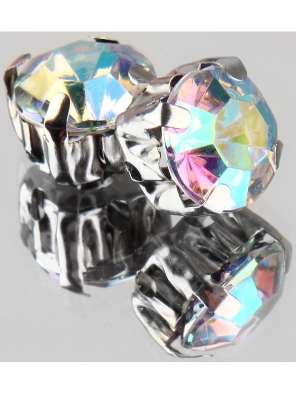 Стразы пришивные «Круг», в оправе, с голографией, d = 8 мм, 20 шт