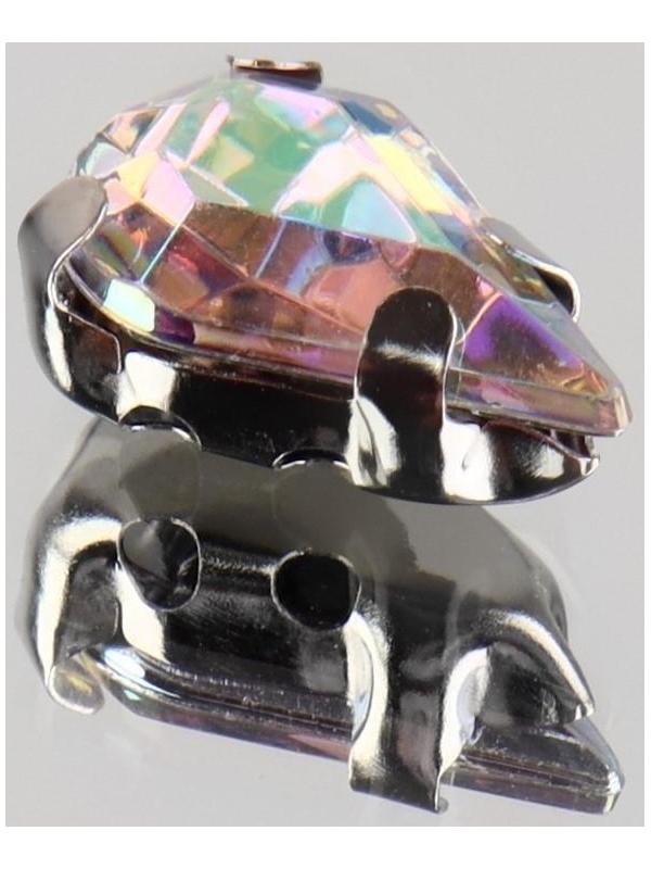 Стразы пришивные «Капля», в оправе, с голографией, 6 × 10 мм, 50 шт