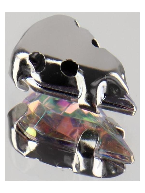 Стразы пришивные «Капля», в оправе, с голографией, 6 × 10 мм, 50 шт