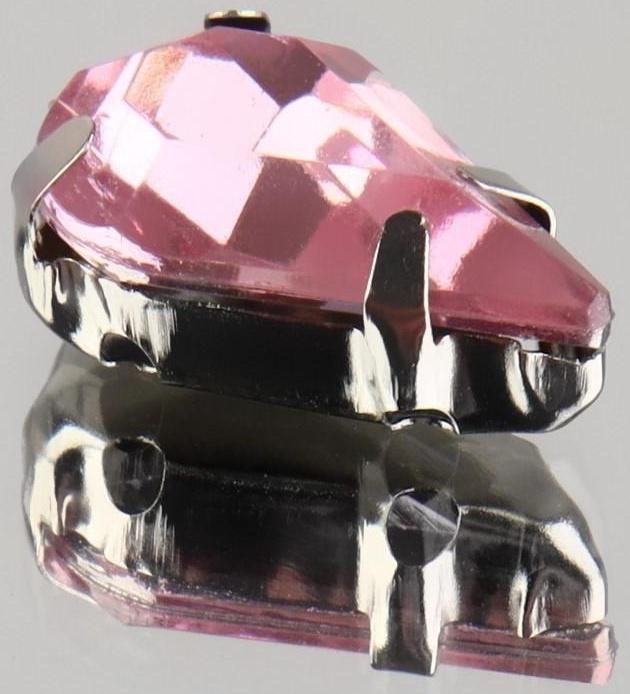 Стразы пришивные «Капля», в оправе, 8 × 13 мм, 20 шт, цвет розовый