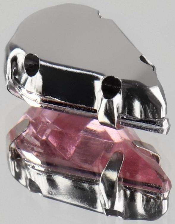 Стразы пришивные «Капля», в оправе, 8 × 13 мм, 20 шт, цвет розовый