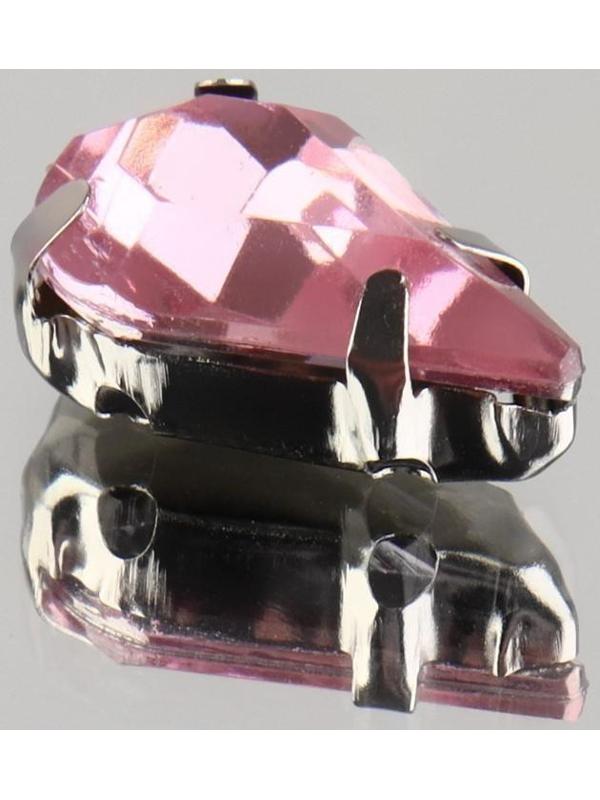 Стразы пришивные «Капля», в оправе, 8 × 13 мм, 20 шт, цвет розовый