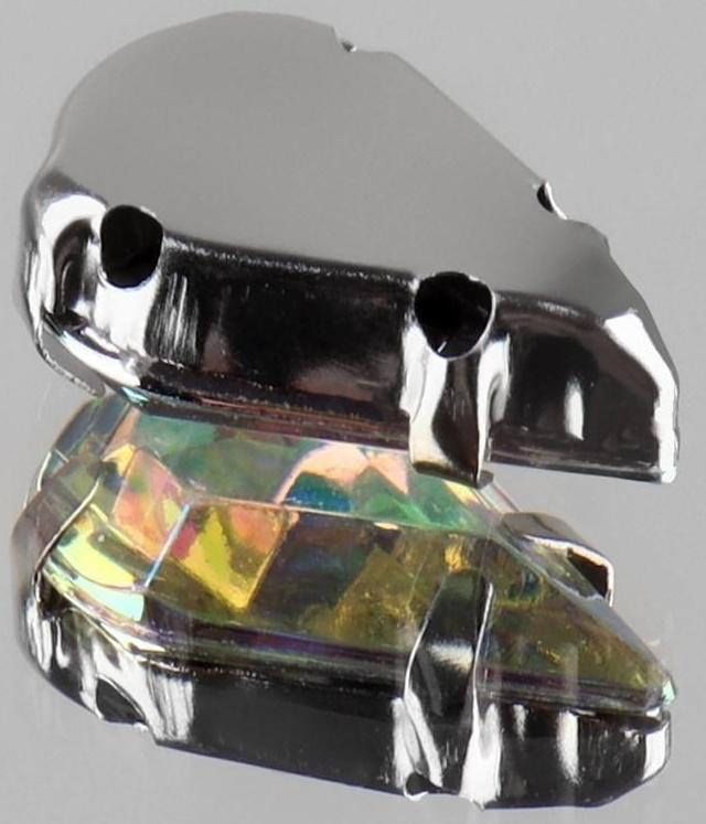 Стразы пришивные «Капля», в оправе, с голографией, 8 × 13 мм, 20 шт