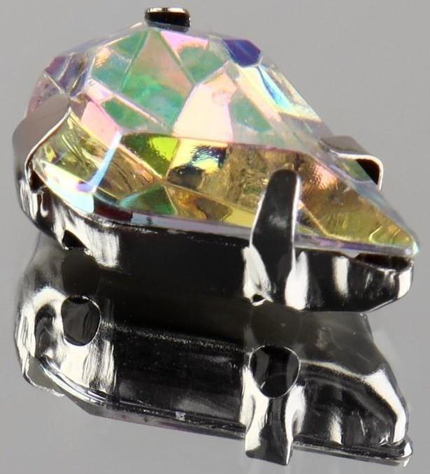 Стразы пришивные «Капля», в оправе, с голографией, 8 × 13 мм, 20 шт