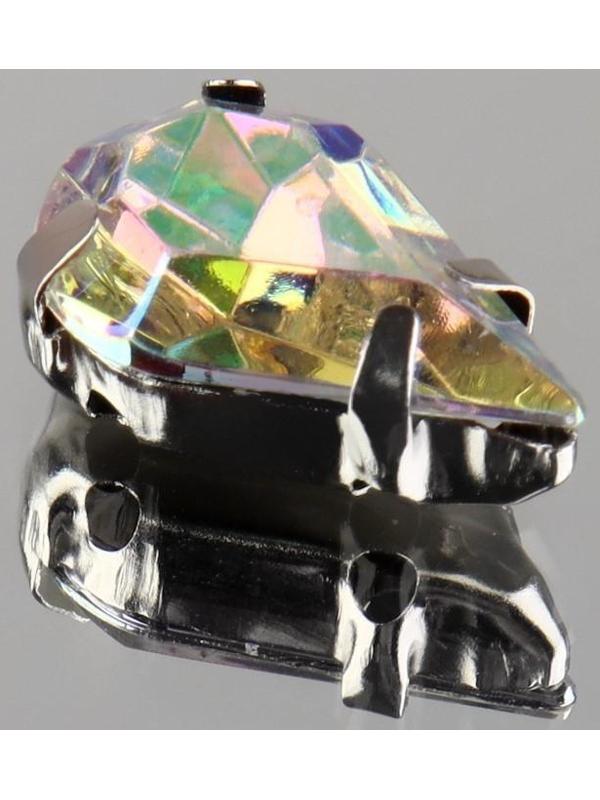 Стразы пришивные «Капля», в оправе, с голографией, 8 × 13 мм, 20 шт