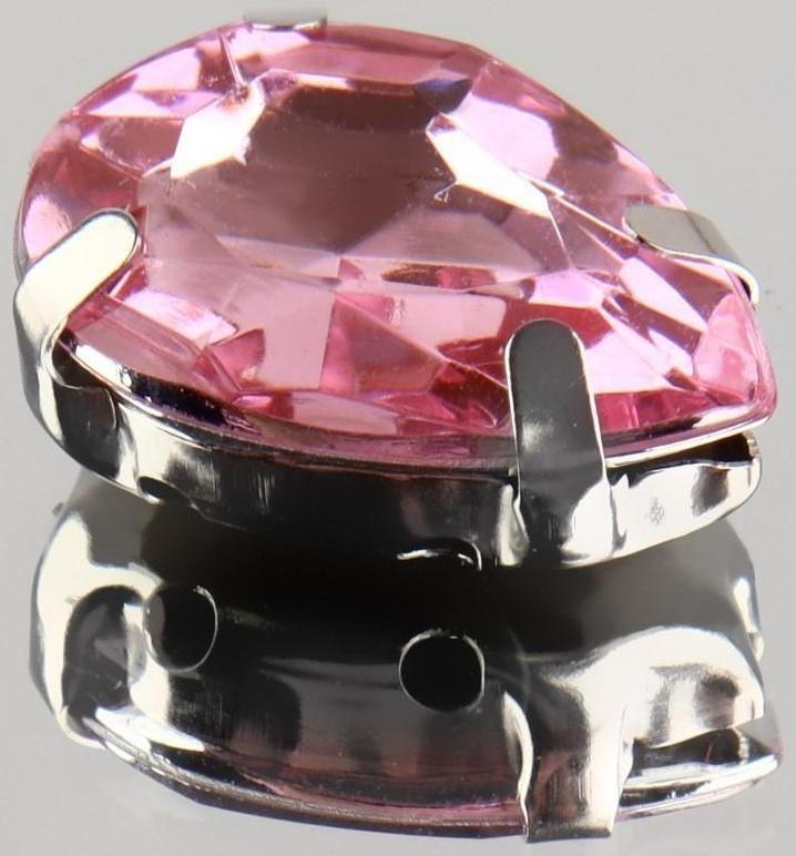 Стразы пришивные «Капля», в оправе, 10 × 14 мм, 20 шт, цвет розовый