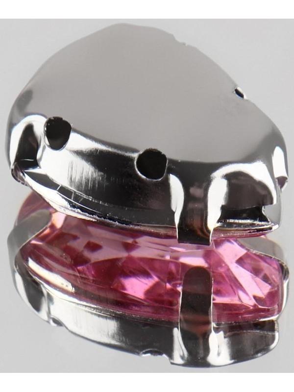 Стразы пришивные «Капля», в оправе, 10 × 14 мм, 20 шт, цвет розовый