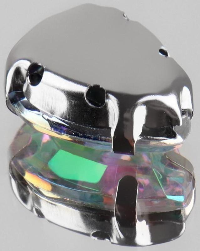 Стразы пришивные «Капля», в оправе, с голографией, 10 × 14 мм, 20 шт