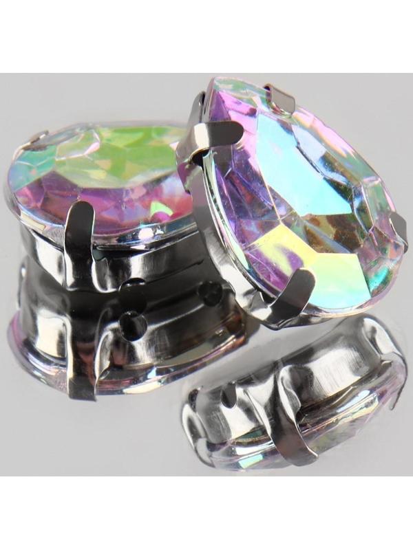 Стразы пришивные «Капля», в оправе, с голографией, 10 × 14 мм, 20 шт