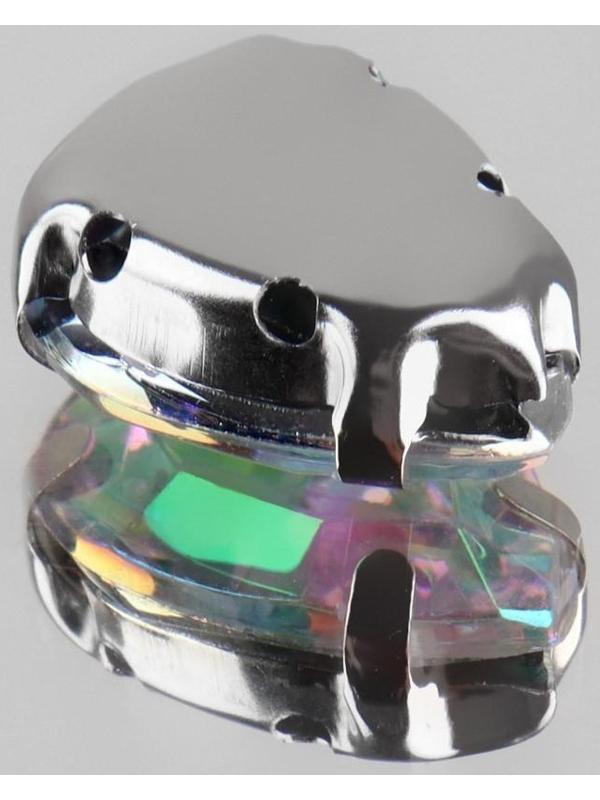 Стразы пришивные «Капля», в оправе, с голографией, 10 × 14 мм, 20 шт