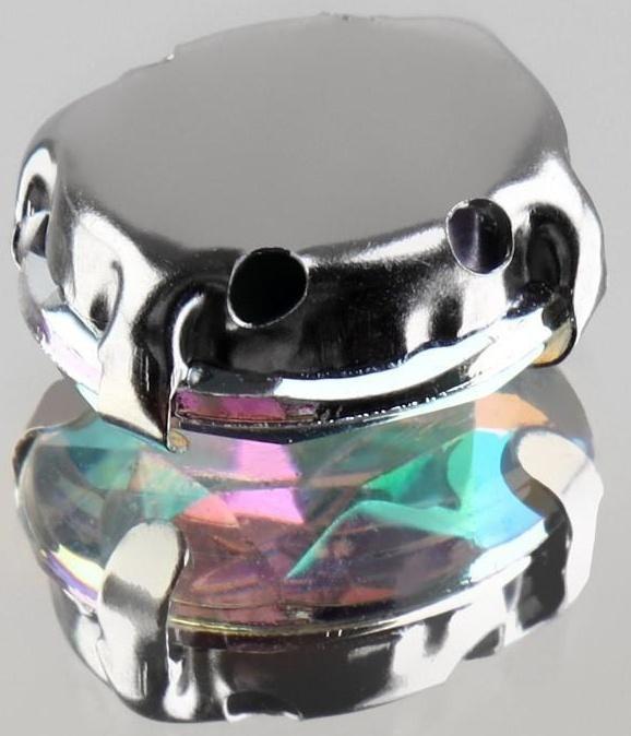 Стразы пришивные «Овал», в оправе, с голографией, 8 × 10 мм, 20 шт