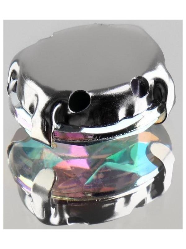 Стразы пришивные «Овал», в оправе, с голографией, 8 × 10 мм, 20 шт