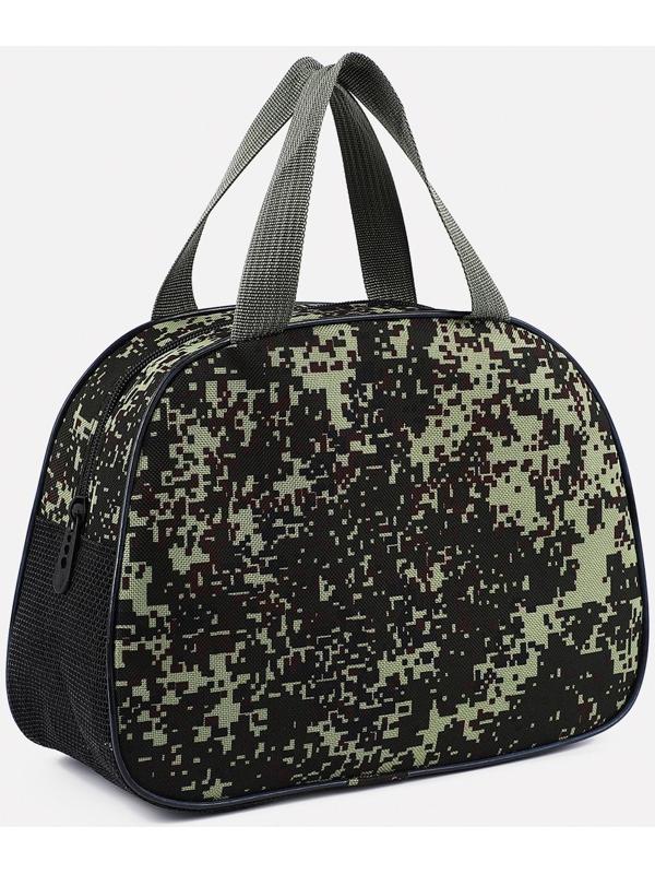 Косметичка на молнии, с сеткой, цвет хаки