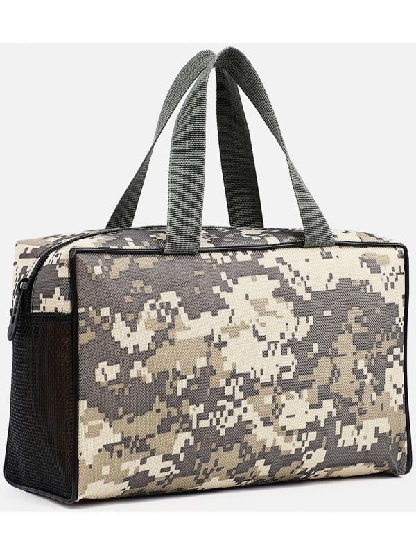 Косметичка на молнии, с сеткой, цвет хаки