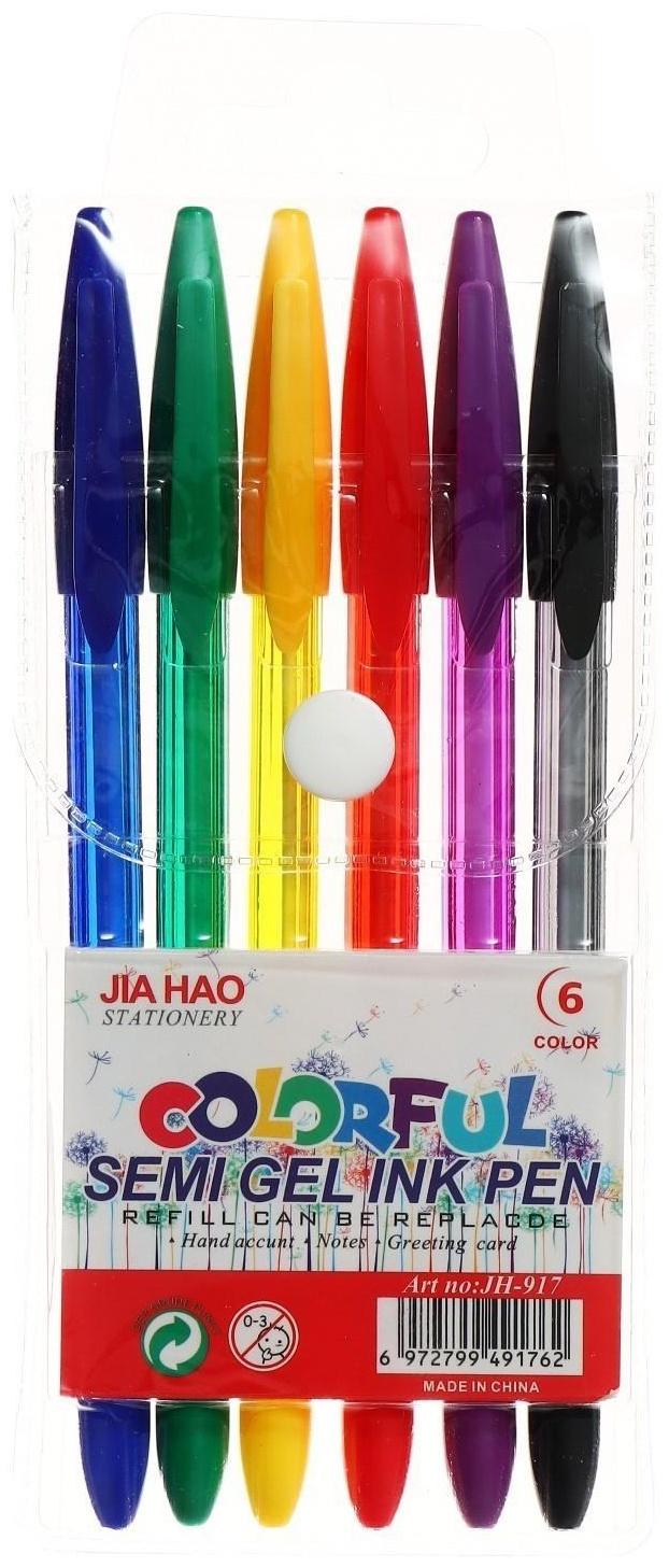 Набор шариковых ручек 6 цветов, корпус в цвет стержня, в блистере