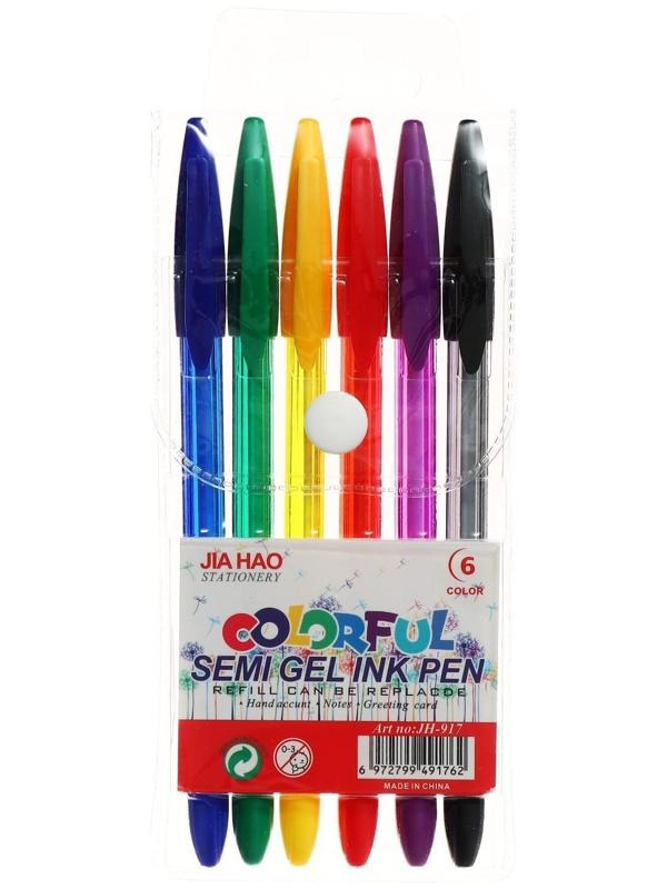 Набор шариковых ручек 6 цветов, корпус в цвет стержня, в блистере