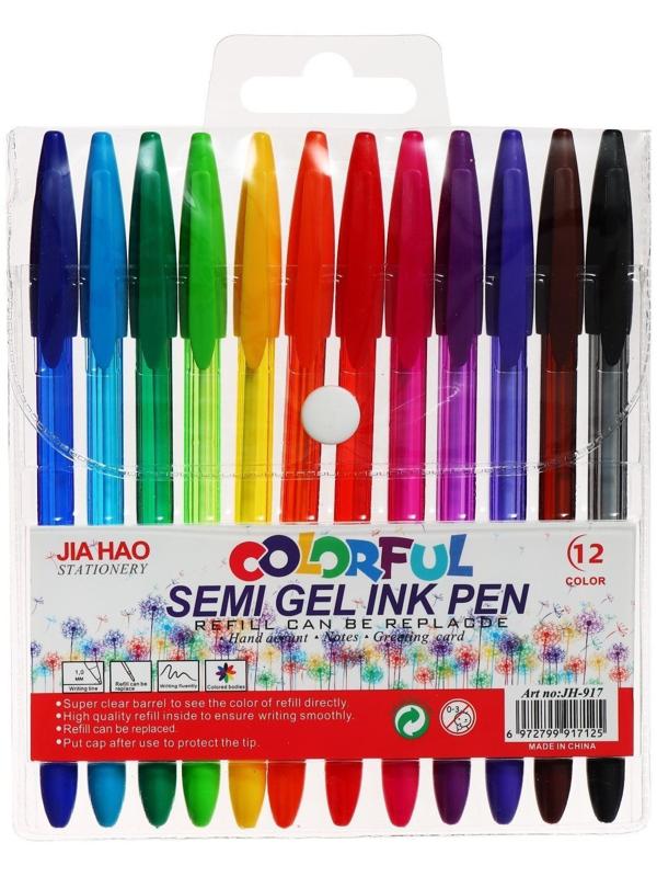 Набор шариковых ручек 12 цветов, корпус в цвет стержня, в блистере