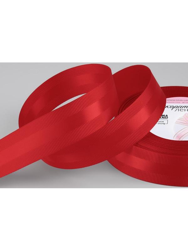 Лента декоративная, репс/атлас, 25 мм, 18 ± 1 м, цвет красный
