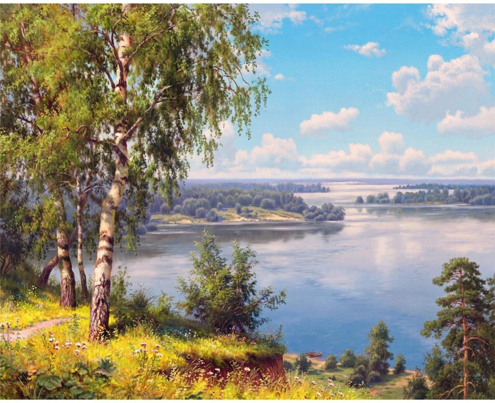 Алмазная вышивка с полным заполнением «Березки», 40 х 50 см