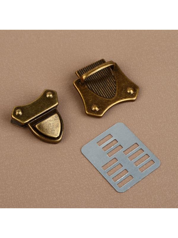 Застёжка для сумки, 4 × 4,2 см, цвет бронзовый
