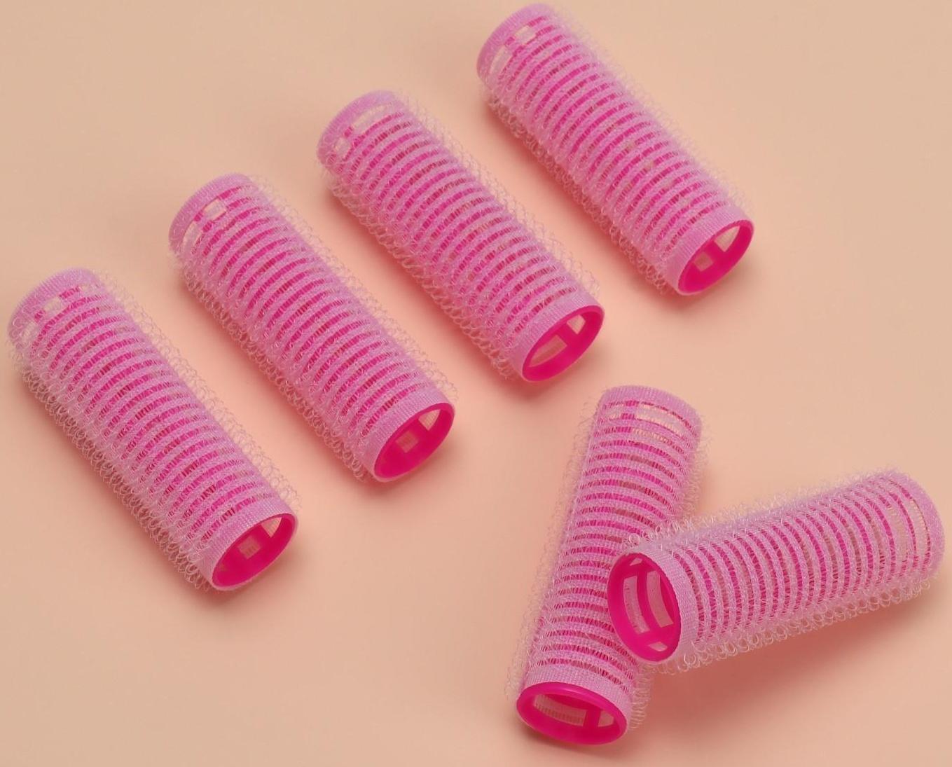 Бигуди «Липучка», d = 1,9 см, 6 шт, цвет розовый