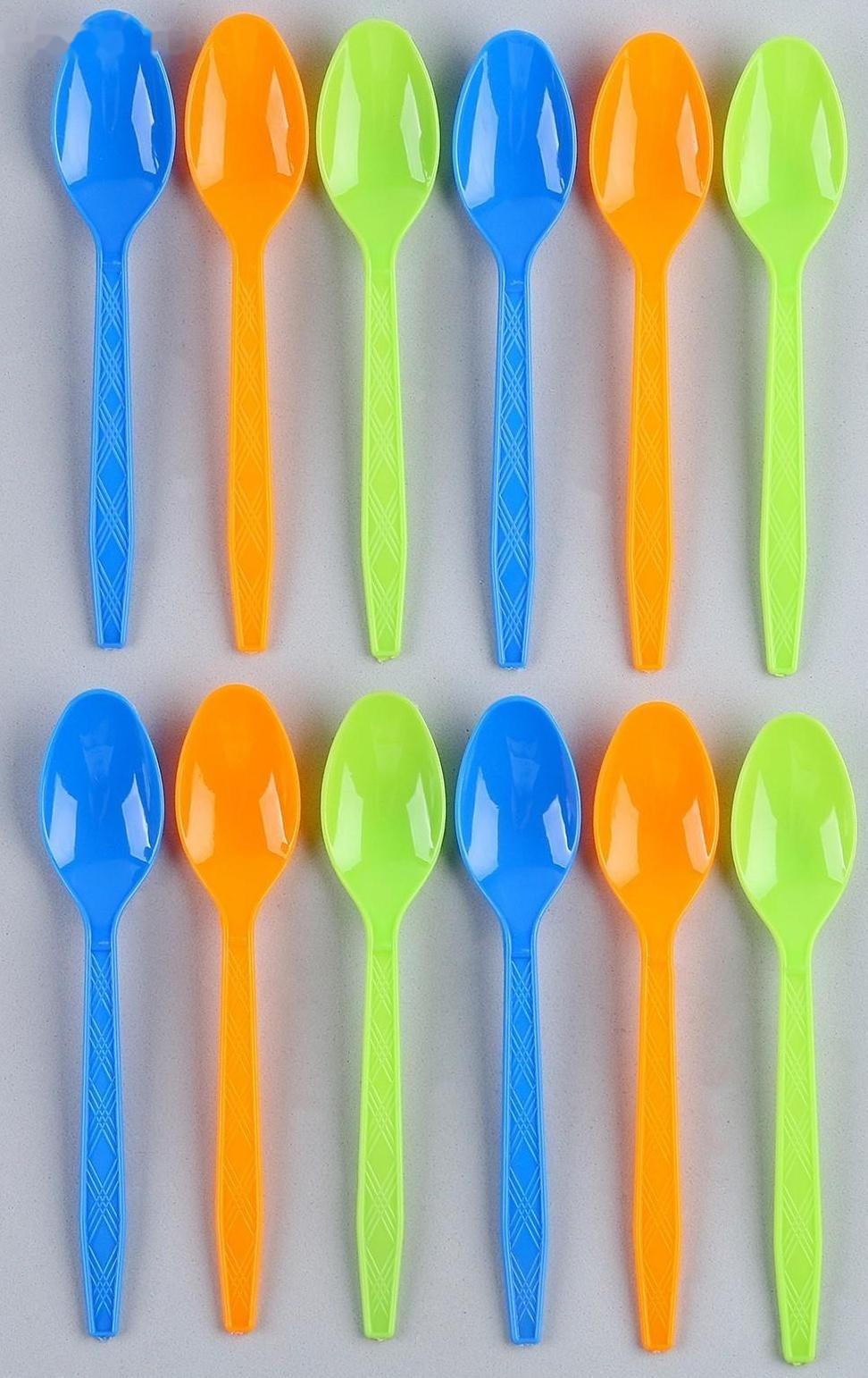 Ложки пластиковые, в наборе 12 шт., цвета МИКС