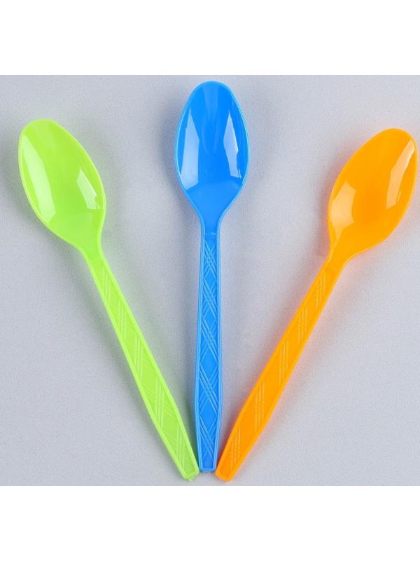 Ложки пластиковые, в наборе 12 шт., цвета МИКС