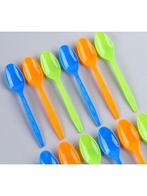 Ложки пластиковые, в наборе 12 шт., цвета МИКС