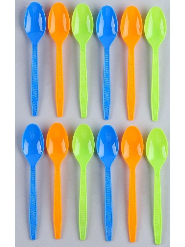 Ложки пластиковые, в наборе 12 шт., цвета МИКС