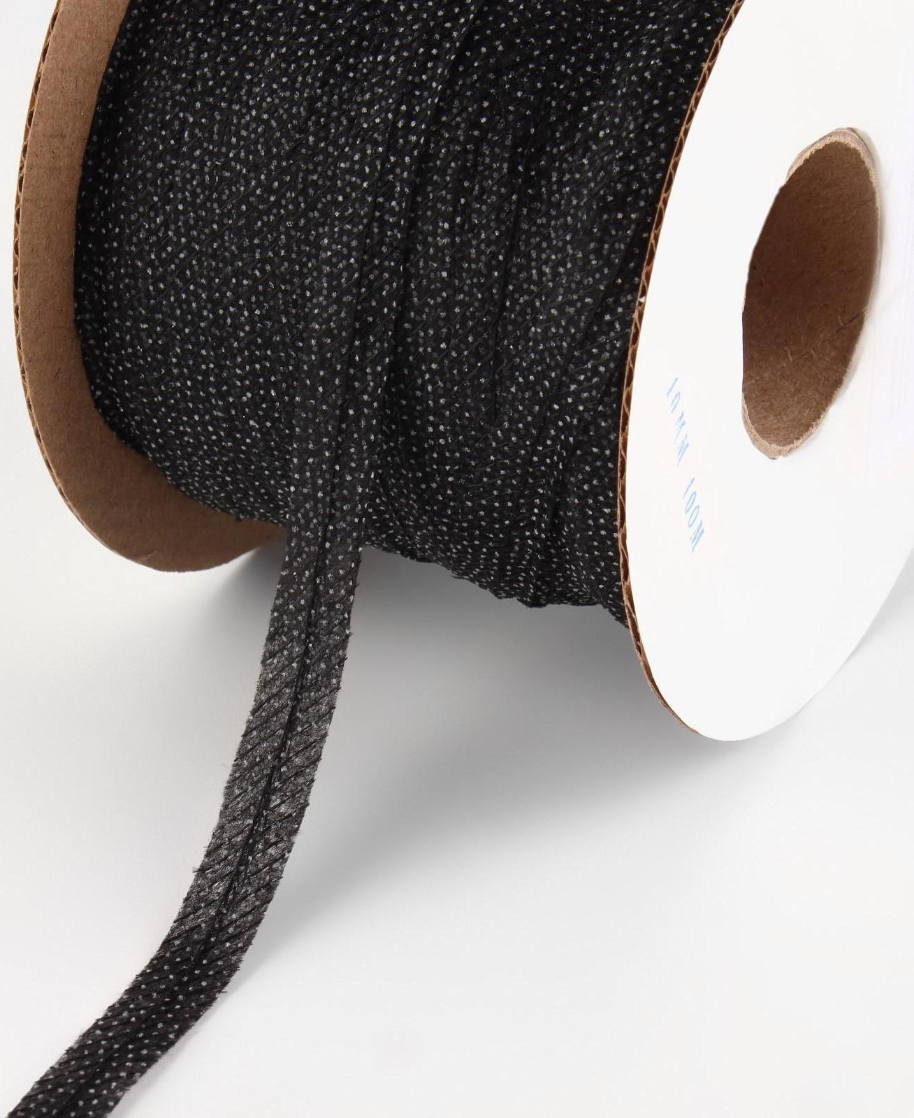 Флизелиновая лента, нитепрошивная, усиленная, 10 мм, 100 м, цвет чёрный